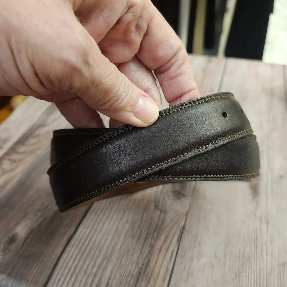 Coach Mens Leather Belt Dark‎ Brown Silver Buckle Classic Dress 36 Luxury Office
